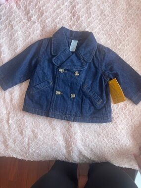 H&M Dark Blue Denim Pea Coat for Kids